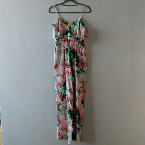 Fleur Wood Ikebana Watercolor Silk Jumpsuit - M - Picture 2 of 7